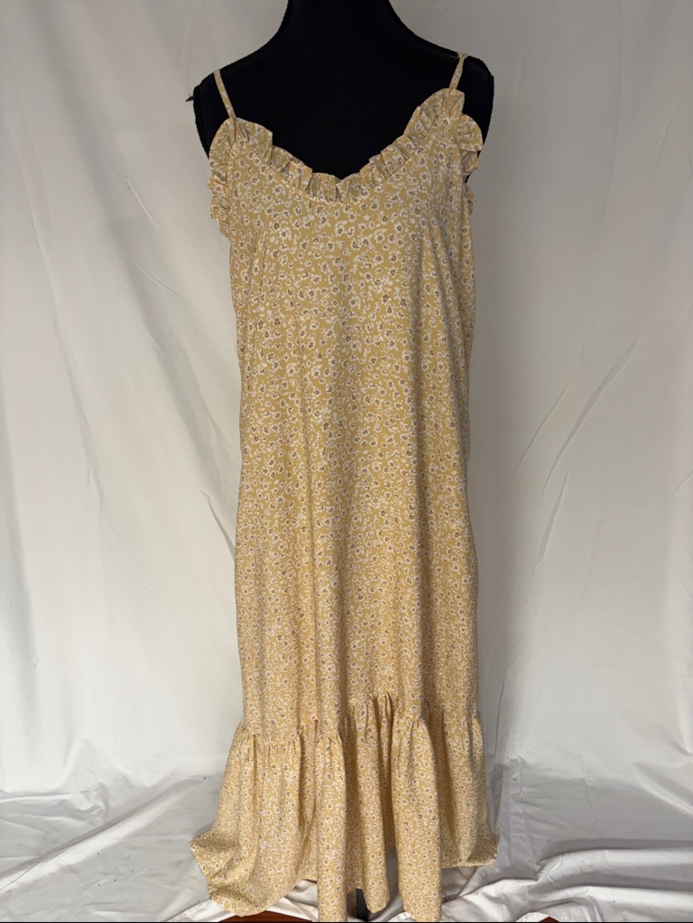 Wishlist Yellow Floral Ruffle-Trim Maxi Dress